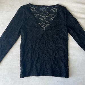 Black lace long sleeve blouse